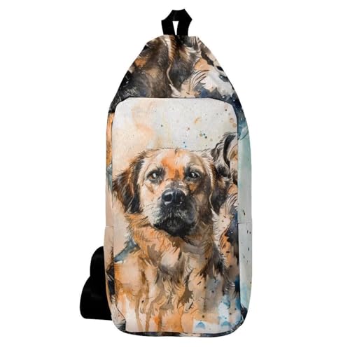 Sac à dos à bandoulière motif labrador multicolore pour homme et femme, 16x36.5cm