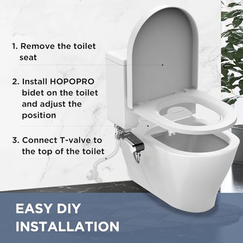 HOPOPRO Bidet Attachment for Toilet, Non-Electric Bidet Ultra-Slim Dual Nozzle (Feminine/Rear Wash), Cold Water Bidets Sprayer for Existing Toilets with Adjustable Pressure Control 1-Min Install by HOPOPRO - Image 5