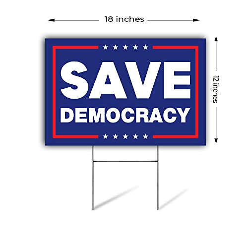 Signpro Save Democracy Yard Sign | Protect Democracy Flag Lawn | Vote Democrat Sign | 18" X 12" Corrugated Plastic Outdoor Weatherproof Yard Signs With H Stake | Double Sided #TOP3
