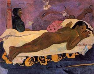 Peinture à l'huile Gauguin Manao Tupapau reproduction tableau esprit des morts 20x24 pouces