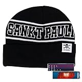 FC St. Pauli - Mütze Jaquard Sankt Pauli Totenkopf schwarz Weiss + 2X FANERGY Traubenzucker