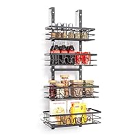 Curtainboro Over Door Spice Rack, Hanging Basket Wall Spice Rack Kitchen Organizers Storage Hanging Shelf for Kitchen Laundry Room Bathroom
