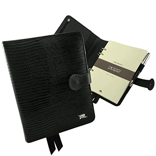 Agenda Planner Personalizada 2021 em Couro Lizard Preto