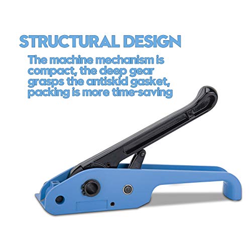 Image of MYFAMIREA Heavy Duty Poly Strapping Tensioner Sealer and Cutter Manual Packing Tools Kit for 1 /2 inch-3 /4 inch Width Polyester Polyproplyn Strap(Sky Blue)