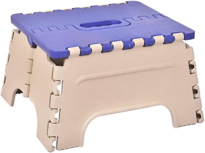 Small Folding Step Stool Super Strong Foldable Stool for Adults & Kids Portable Plastic Non-Slip Lightweight Space Saving Easy Folding Stools for Kitchen/Bathroom/Bedroom/Office (Blue)