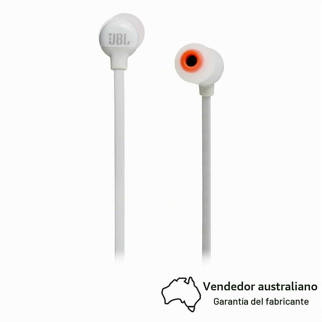 JBL Tune 110 BT Auriculares inalámbricos con sonido Pure Bass, Bluetooth, mando a distancia y micrófono, batería de hasta 6 horas, 2h de recarga, blanco