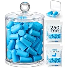 250 Pairs Foam Ear Plugs with 1 Clear Dispenser Holder, NRR 33dB Ear Plugs for Sleeping Noise Cancelling, Soft Earplugs for Noise Reduction Concerts Snoring Shooting Travel Ear Protection