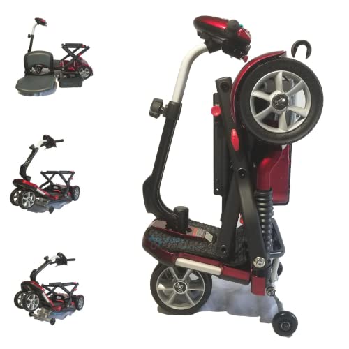 EV Rider Transport Folding Travel Electric Mobility Scooter Sealed Lead Acid Batteries (Without Armrests) Burgundy
