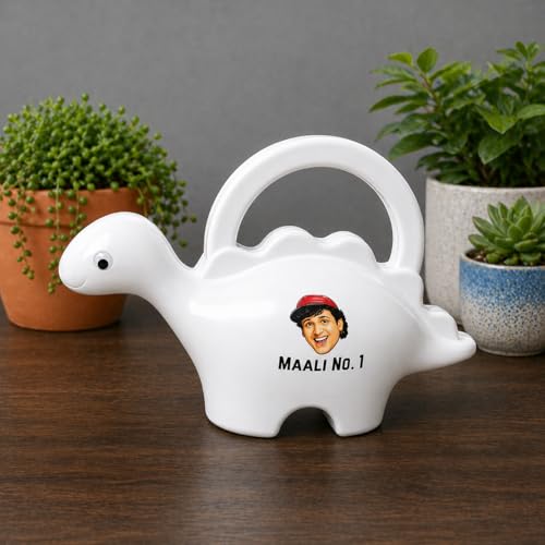 Image of Dinosaur Watering Can for Kids | 1 Litre | Plastic Dinosaur with Moving Eyes | Leak Proof, Lightweight, Easy Grip Watering Can | Kids Return Gifts | 10 Inches (Maali No. 1 White)