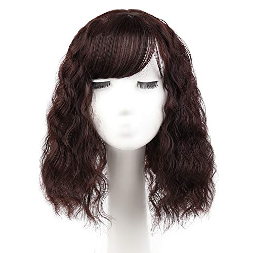 Vigorous Curly Wavy Hair Topper Hairpieces With Bangs Corn Wave Wiglets 14 Inch Clip in Hair Topper for Thinning Hair Synthetic Hairpieces Hair Natural Extension for Women (2/33#, Corn Wave)