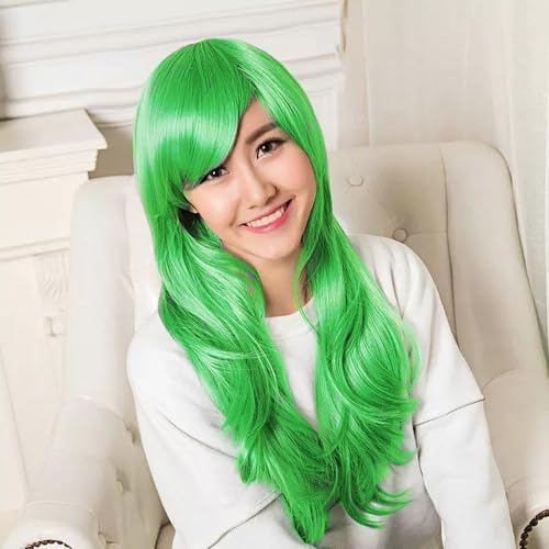 TRIXES Long Green Wig - 20” Wavy Hairpiece for Costume Party - Cosplay Fancy Dress Parties - Fancy Dress Accessories - Stag Do - Hen Do - Image 2