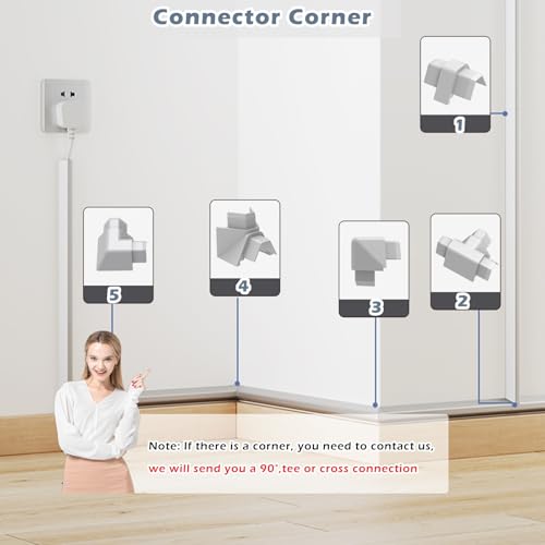 Canaleta para cables de pared de 39 pulgadas con adhesivo, canal organizador de cables para paredes, kit de ductos para cables (2 unidades, ancho 15 mm) miniatura 4