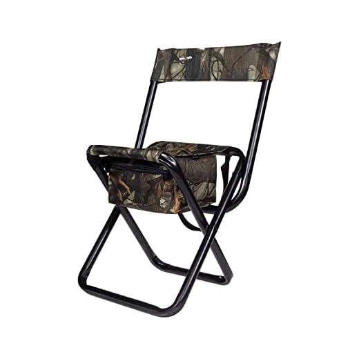 Allen Company Camouflage Folding Hunting Stool with Back and Storage - Strong Steel Legs - Next G2-14L x16.75W x 29H inches