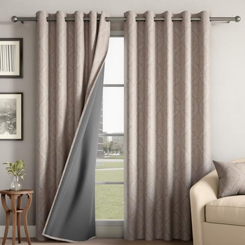 Image of Wakefit Designer Jacquard Blackout Curtain | 7X 4.3 ft | Set of 2 | Blocks up to 99% of Light | Double Layered Fabric | Woven, Not Printed | Helps Reduce Noise | Machine Washable | Dabbe
