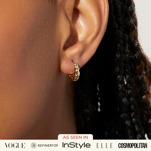 Ana Luisa Gold Earrings - Twisted Huggie Hoop Earrings for Women - 14K Gold Plated Braided Hoop Earring - Hypoallergenic, Water-Resistant, Tarnish-Free - Small, Mini, and Standard Size Available2