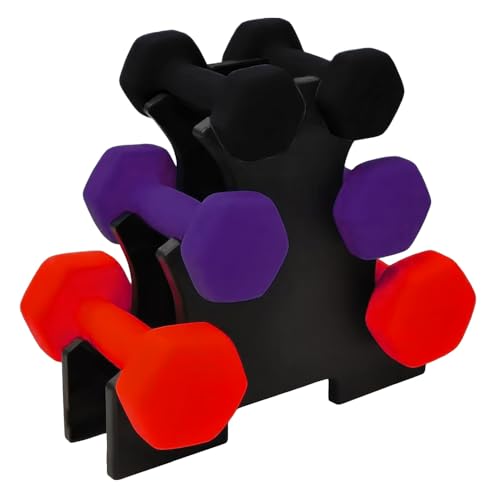 Kit de Halteres com Suporte – 3 Pesos, Cores Roxo e Vermelho Idea...