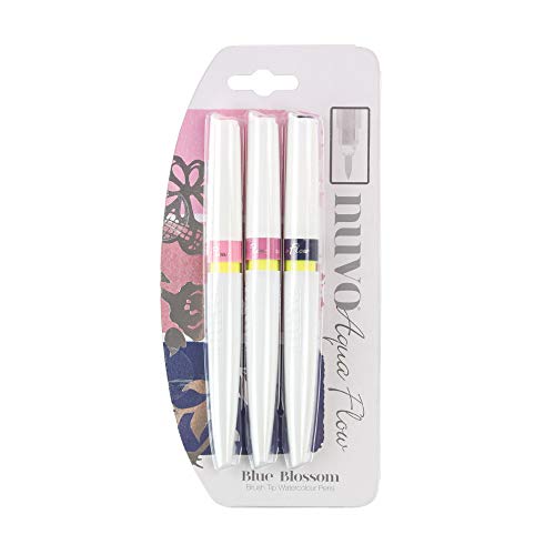 Tonic Studios Nuvo Aqua Flow Pens 3/Pkg-Blue Blossom