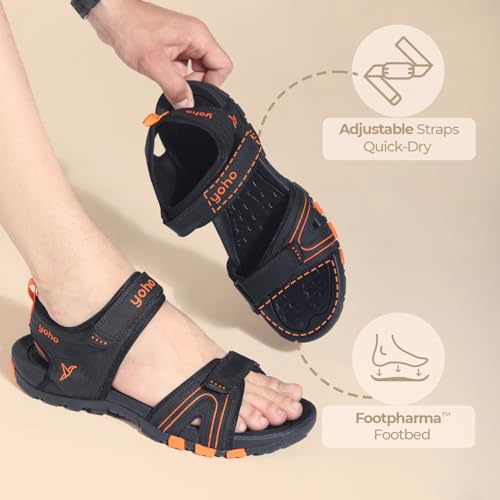 Image of YOHO TrailMark 002 Sports Sandals for Men | Comfortable & Lightweight | Flexible & Breathable | Footpharma footbed | Anti-Skid Footwear for Trekking, Hiking & Outdoor