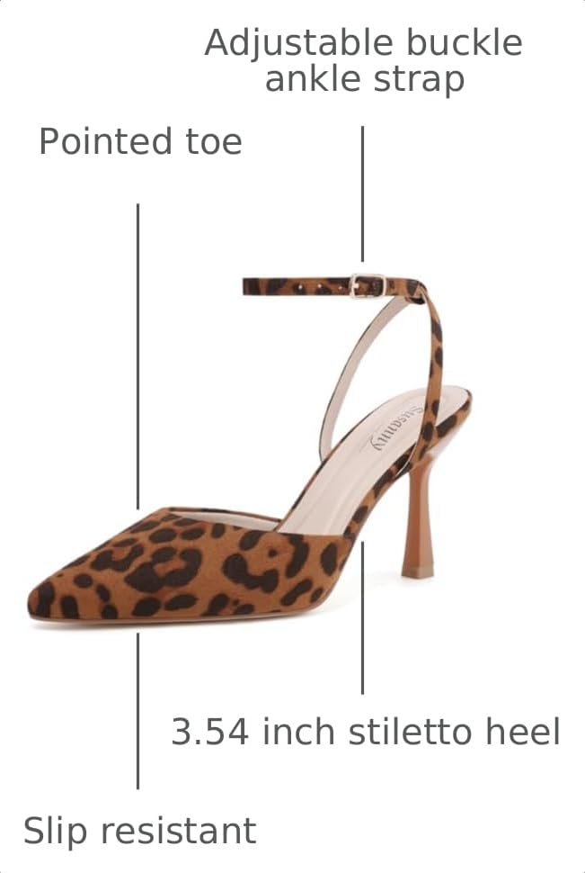 Image of Susanny Heels for Women Stiletto Closed Pointed Toe Backless Dress Shoes High Heels Sexy Kitten Pumps Wedding Guest Party Dance Prom Dressy Comfort Shoes