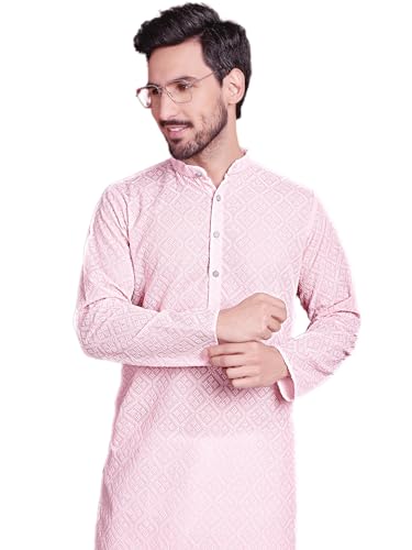 Image of Jompers Men's Regular Fit Georgette Chikankari Embroider Kurtas