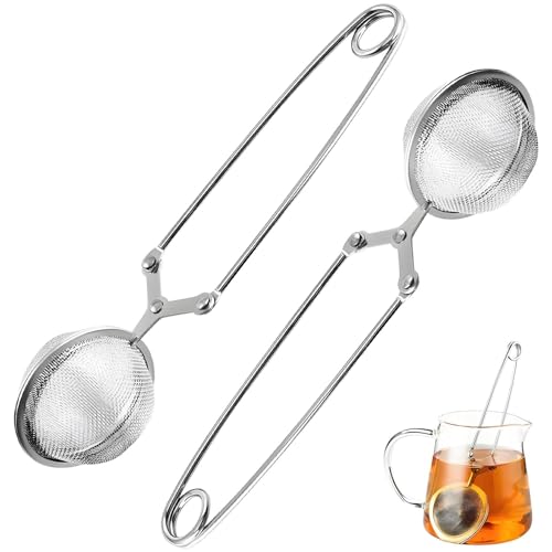 2 Stück Teesieb aus Rostfreiem Edelstahl 4.5 cm Teekugel Sieb Teesiebe für Losen Tee für Tasse Tea Infuser Runden Teekugel Feinmaschiger Teefilter Silber
