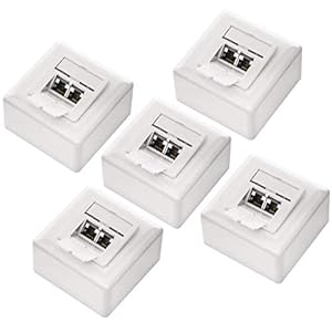 deleyCON 5x CAT6a Universele Netwerkdoos – 2x RJ45-Poort – Afgeschermd – Opbouw of Inbouw – 10 Gigabit Ethernet-Netwerk…