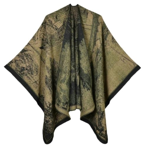 Vintage Ethnic Style Women's Open Front Cardigan Shawl Scarf Winter Cashmere Knitted Thick Scarf Cloak Outer Dress