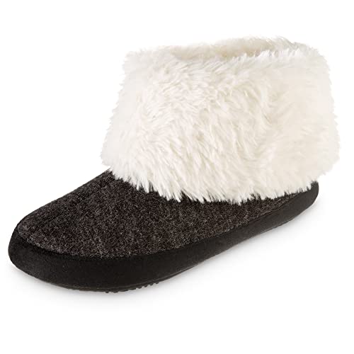 isotoner womens Recycled Comfort Memory Foam Heather Knit Marisol Boot SlippersSlipper