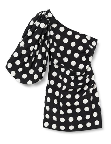 Pinko Cedro Abito Faille St. Pois Vestido de Fiesta Informal, Zz2_Black White, 50 Mujeres