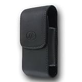 Black Vertical Leather Carrying Case Hip Holster Pouch Cover with Rotating Clip for Asus E600 - TracFone LG 840g - LG840g - Straight Talk LG Optimus Logic - Sprint Kyocera DuraXT E4277 - DuraMax - Dura XT - Max - ATT Samsung Rugby A837 - Rugby 2 A847 - Verizon Convoy 2 U660 - Net10 LG 620g - LG620g - 800g LG800 - BCB Brand