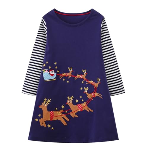 Image of HILEELANG Toddler Girl Sleeveless Dress Stripe Zigzag Cotton Casual Tunic Party Dresses
