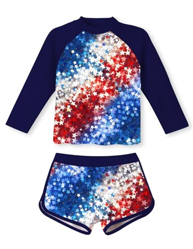 Image of TUONROAD Girls 2 Pieces Rash Guard Swimsuit Long Sleeve Tankini for 4-10 Years