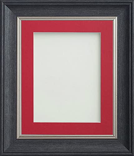 Frame Company Drummond Range Charcoal 7x5 inch Picture Photo Frame with Red Mount for Image 6x4 inch * Choice of Sizes* Fitted with Real Glass