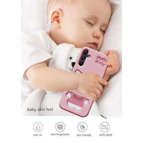Image of for Samsung Galaxy S24 FE 5G Hello Kitty | 3D Cute Cartoon Case with Kitty Face Holder for Girls |Cute Soft Silicone Stylish Fashion Fun for Samsung Galaxy S24 FE 5G (Pink)