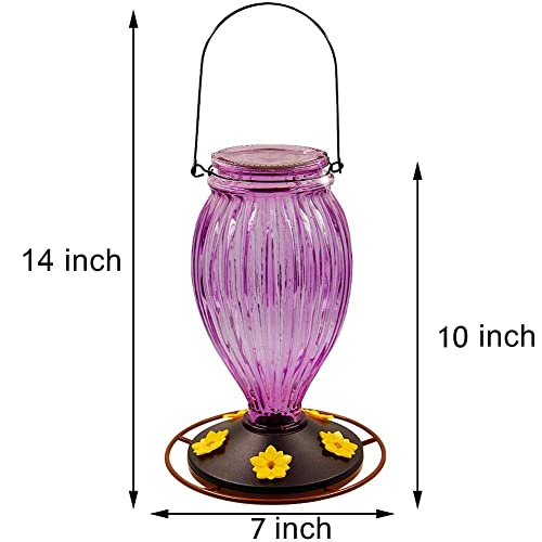 Juegoal-Glass-Hummingbird-Feeders-for-Outdoors-37-oz-Wild-Bird-Feeder-5-Feeding-Ports-Bud-Shaped-Metal-Handle-Hanging-for-Garden-Tree-Yard-Outside-Decoration-Violet