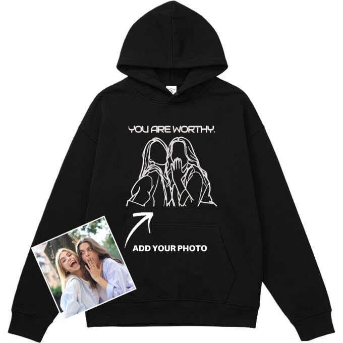 PSUNEY Sudadera con Capucha Personalizada, Sudaderas para Personalizar con Texto Foto, Regalos Personalizados de San Valentín para Mujeres y Hombres
