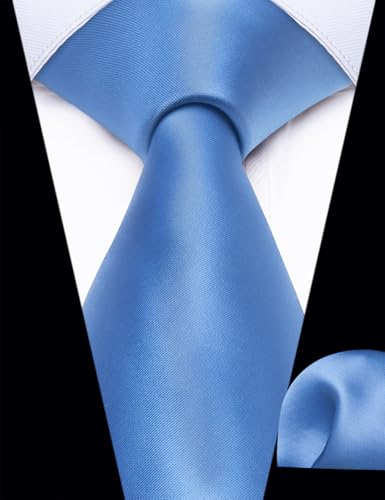 Image of YourTies Zipper Tie for Men Adjustable Pre-tied Satin Neckties and Pocket Square Set Solid Color Business Formal Wedding