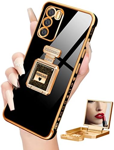 Buleens for Moto G Stylus 5G 2022 Case with Metal Perfume Bottle Mirror Stand, Cute Women Girly Heart Cases for Motorola G Stylus 5G, Elegant Luxury Phone Cover for G Stylus 5G 2022 6.8'' Black