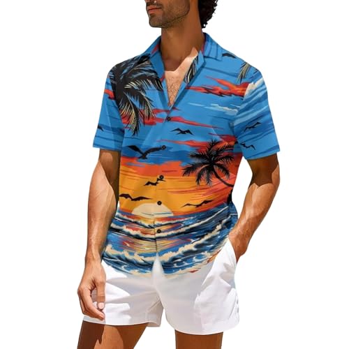 Chemise à fleurs hawaïennes respirante et douce coupe slim mélange coton 2XL