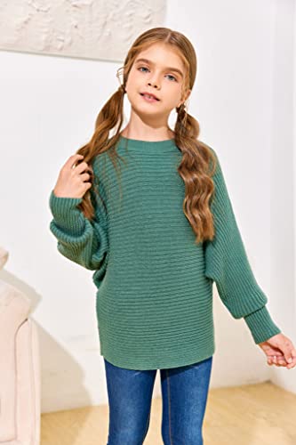 Image of Mafulus Girl's Oversized Turtleneck Fall Sweaters Kids Batwing Long Sleeve Slouchy Chunky Cute Pullover Jumper Shirts 5-14T