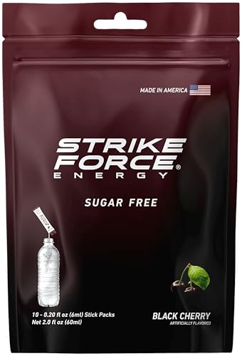 Image of Strike Force Energy Drink Mix - Black Cherry Flavor - Natural Tasting Caffeine Drink - Turn Any Drink into a Healthy Energy Drink - Zero Calories, Keto Friendly, Sugar Free, Pre Workout (10 Liquid Packs)