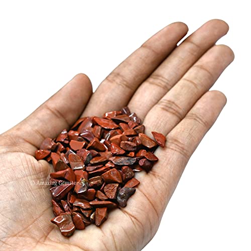 Image of Amazing Gemstone Red Jasper Crystal Chips Aquarium Gravel Rocks - Red Jasper Chips Bulk Fish Tank Gravel, Small Tumbled Stone Chips and Tiny Crystals for Decoration (AAA Grade) (1000+ Carat Chips)