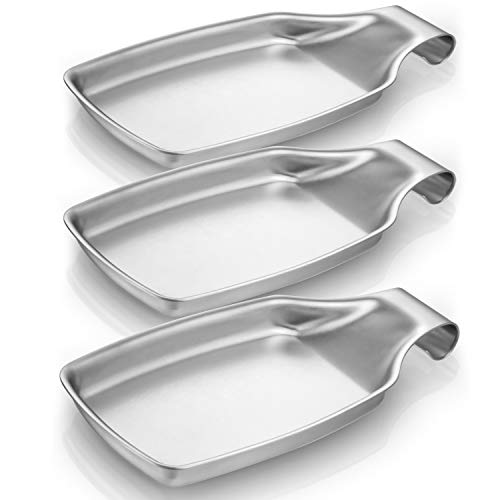 Spoon Rest for Stove, Fungun 3 PCS Stainless Steel Spoon Houlder Rest Heavy