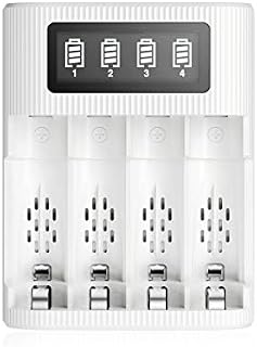 EBL AA AAA Battery Charger 4 Slots LCD Charger for AA AAA Rechargeable Batteries with Type C and Micro USB Input, Intelligent Fast Charger