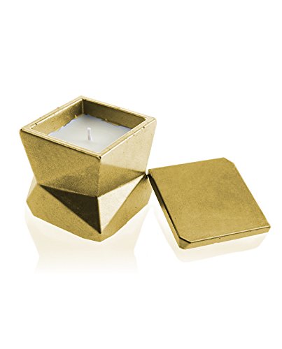 Candellana Candles Candlefort Concrete Candle-Modern III-Classic Gold, Scent: Lemongrass