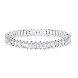 AiliFe Almond Cubic Zirconia Open Adjustable Cuff Bracelet for Women Men, White Gold Plated Personalized CZ Tennis Bracelet and Rhinestone Anklets Chain (Almond CZ Bracelet)