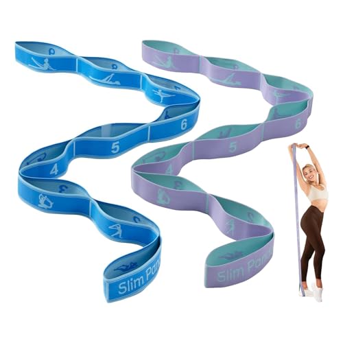 Slim Panda Yoga Stretching Strap mit 9 Schlaufen - Premium Dehnungsband aus Polyester-Baumwolle, 120g Ideal für Yoga, Rehabilitation und Mobilitätstraining