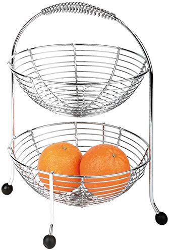 APSEtagere, Presentation Basket, Shelf Holder for Fruit, Ergonomic Handle, Standing on Black Non-Slip feet, 28 x 28 cm, 37 cm Height