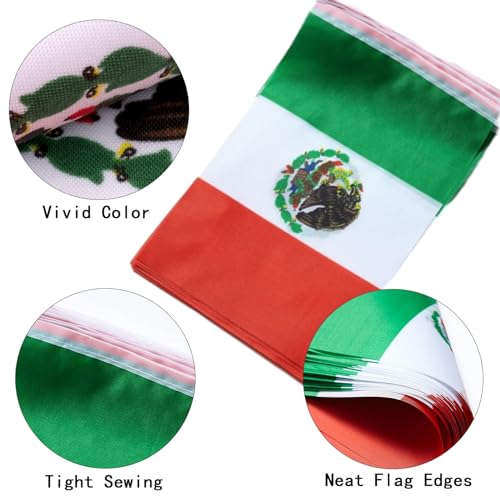 Image of Mexico Flags Mexican String Flag Banners for Patriotic Events Independence Day Sports Bars Inside Outside Decorations 33 Feet 30 Flags