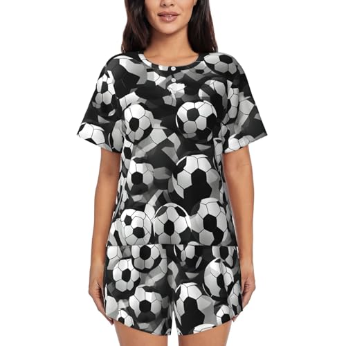 Pijama de fútbol para mujer conjunto de dos piezas ligero y ropa de casa informal short